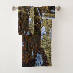 Whitetail Deer Doe in Autumn Forest Bath Towel Set