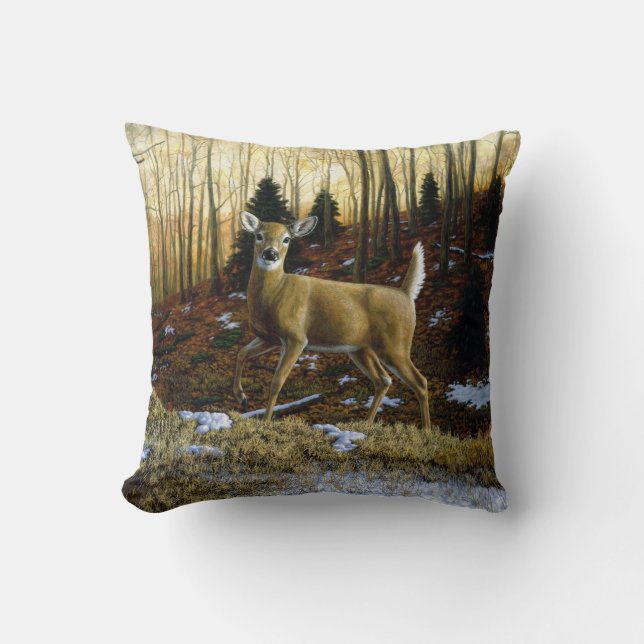 Whitetail Deer Doe in Autumn Forest Cushion (Front)