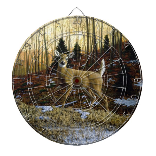 Whitetail Deer Doe in Autumn Forest Dartboard (Front)