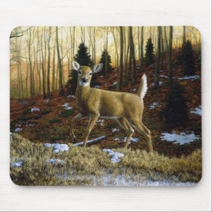 Whitetail Deer Doe in Autumn Forest Mouse Pad