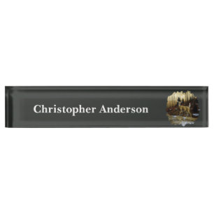 Whitetail Deer Doe in Autumn Forest Nameplate
