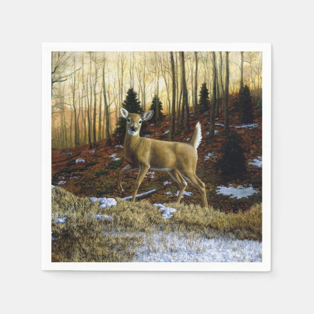Whitetail Deer Doe in Autumn Forest Napkin (Front)
