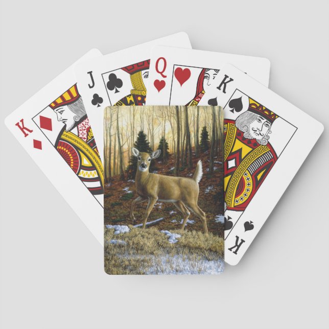Whitetail Deer Doe in Autumn Forest Playing Cards (Back)