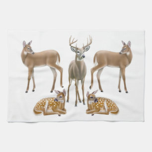 Whitetail Deer Family Kitchen Towel