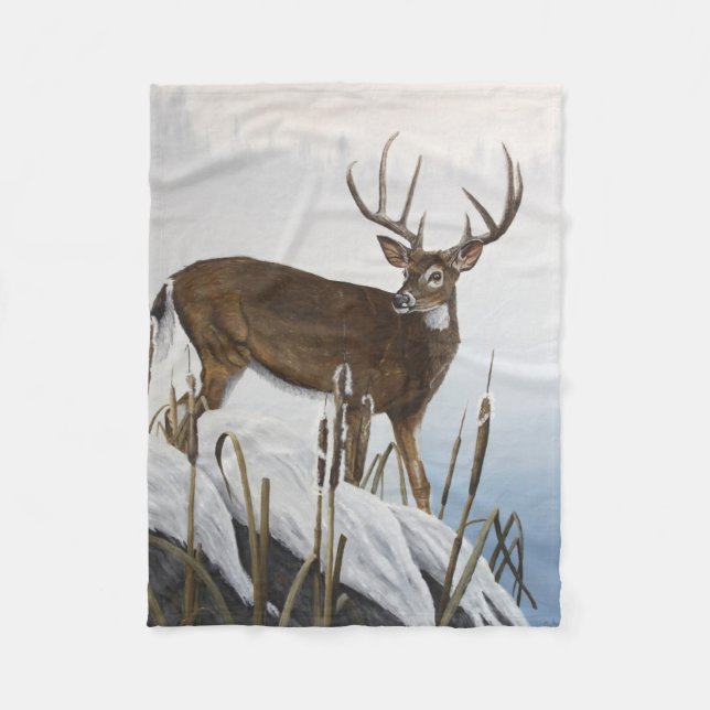 Whitetail deer fleece blanket (Front)