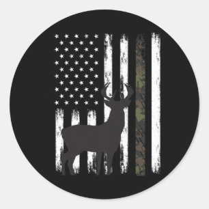 Whitetail Deer Hunting Hunter Gifts Buck Camo Amer Classic Round Sticker