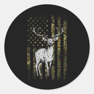 Whitetail Deer Hunting Hunter Gifts Camouflage Ame Classic Round Sticker