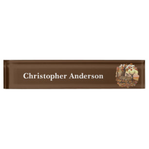 Whitetail Deer in Autumn New England Fall Colours Nameplate