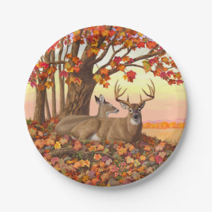 Whitetail Deer in Autumn New England Fall Colours Paper Plate