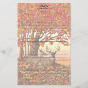 Whitetail Deer in Autumn New England Fall Colours Stationery