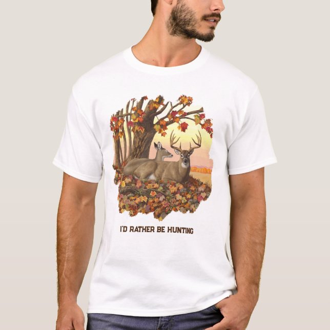 Whitetail Deer in Autumn New England Fall Colours T-Shirt (Front)