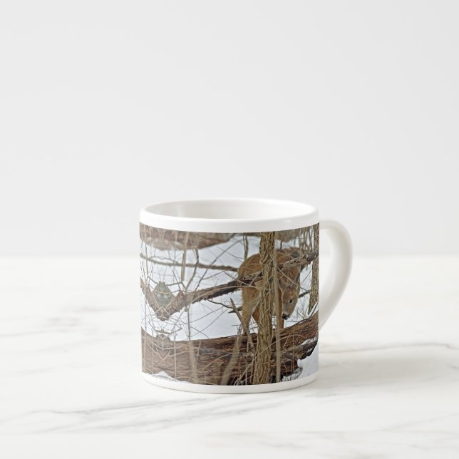 Whitetail Deer In Snow Espresso Cup (Front Right)