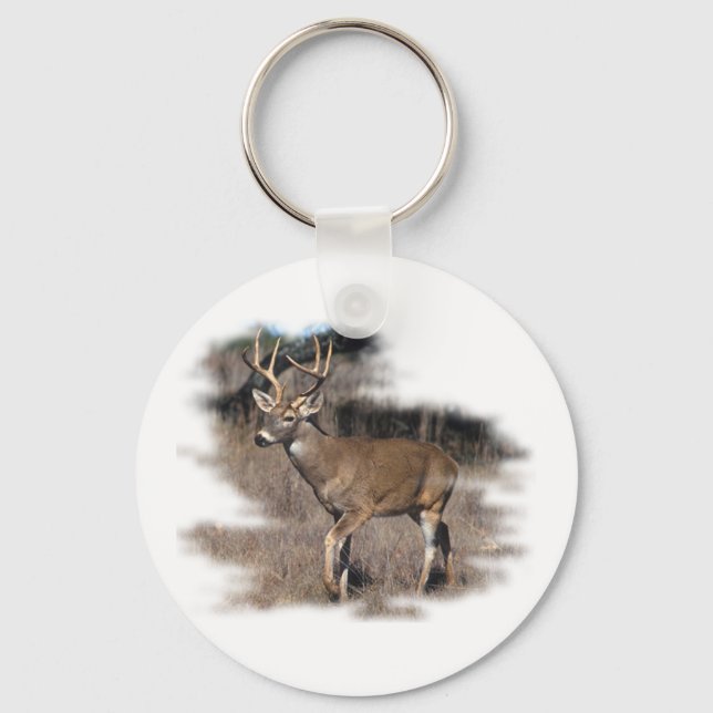 Whitetail deer in the field key ring (Front)