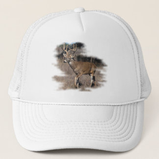 Whitetail deer in the field trucker hat
