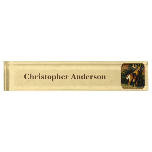 Whitetail Deer Monster Buck Yellow Nameplate (Front)