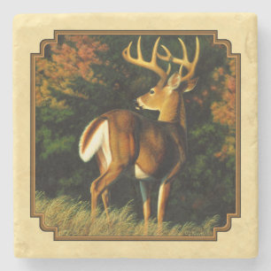 Whitetail Deer Monster Buck Yellow Stone Coaster