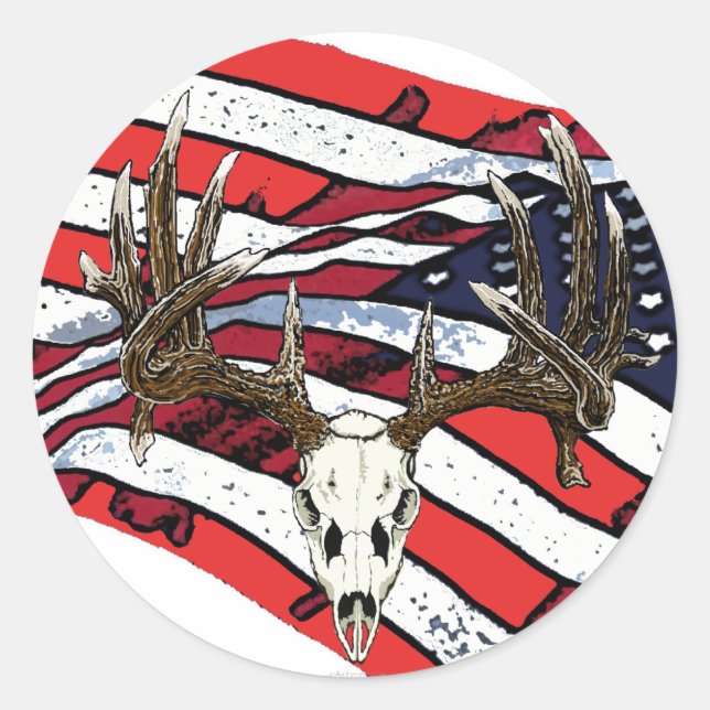 Whitetail deer skull 1 classic round sticker (Front)