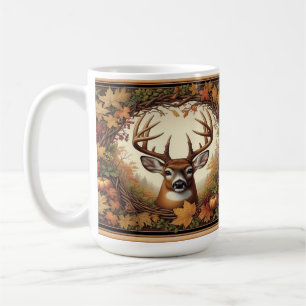 Whitetail Deer Surrounded by Autumn Leaves Coffee Mug