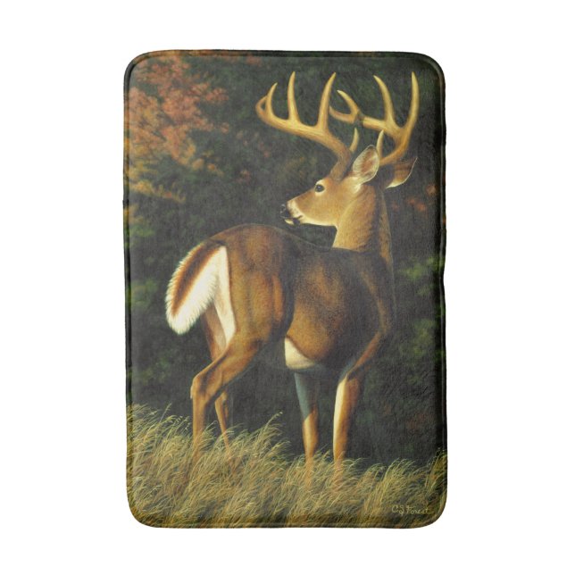 Whitetail Deer Trophy Buck Hunting Bath Mat (Front Vertical)