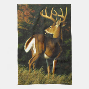 Whitetail Deer Trophy Buck Hunting Tea Towel