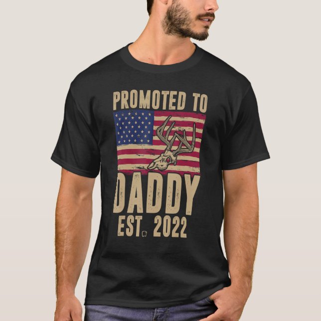 Whitetail Hunting Promoted To Daddy 2022 Camouflag T-Shirt (Front)