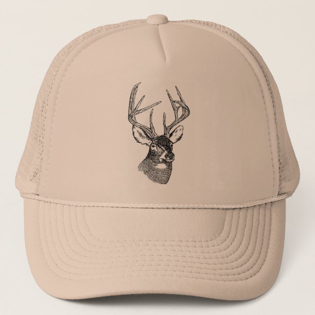 WhiteTailed Deer Head Trucker Hat (Front)