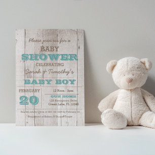 Whitewash Blue Baby Shower Invitation