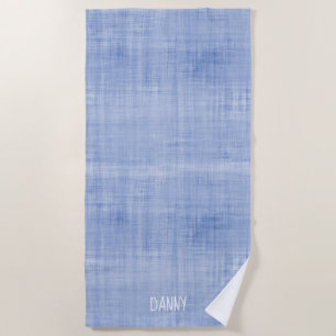 Whitewash Linen Blue White NAME Boys Preppy South Beach Towel