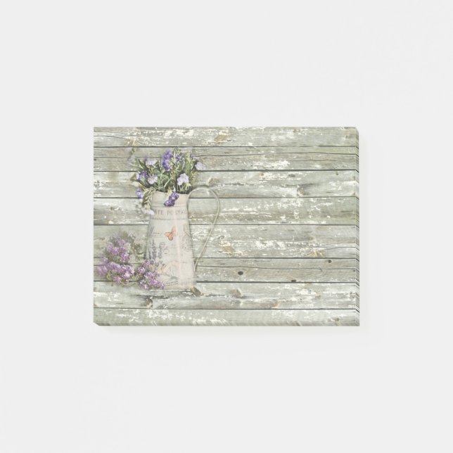 whitewashed barn wood farmhouse summer lavender post-it notes (Front)