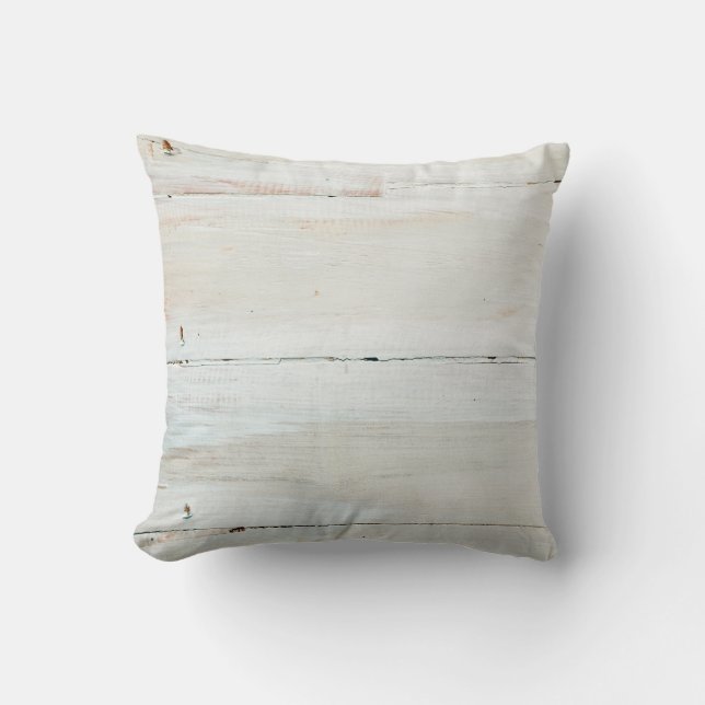 Whitewashed Barn Wood White Woodgrain Cushion (Front)