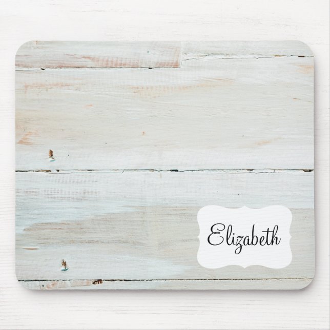 whitewashed Barn Wood White Woodgrain Mouse Pad (Front)