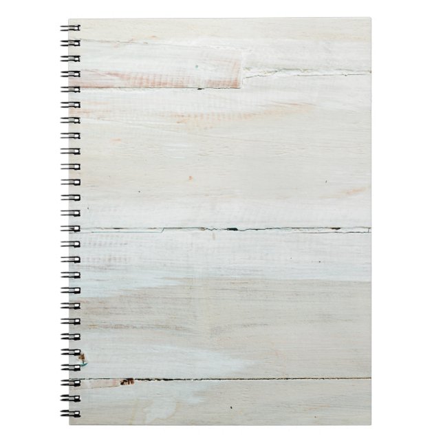 whitewashed Barn Wood White Woodgrain Spiral Notebook (Front)