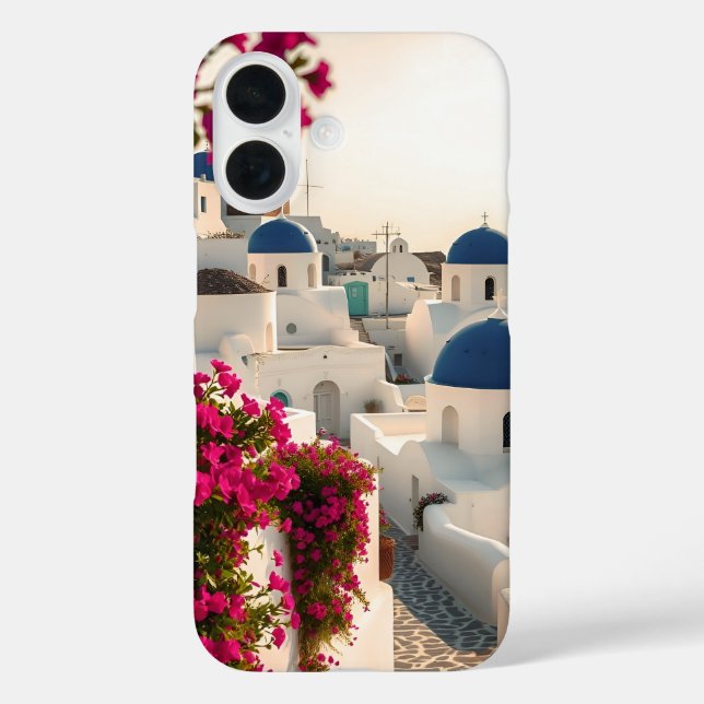 Whitewashed Blue-domed Greek Island of Santorini Case-Mate iPhone Case (Back)
