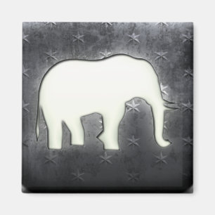 Whitewashed Elephant Magnet
