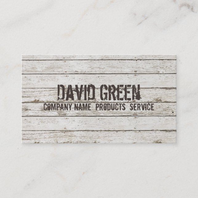 Whitewashed Wood Carpentry handyman construction Business Card (Front)
