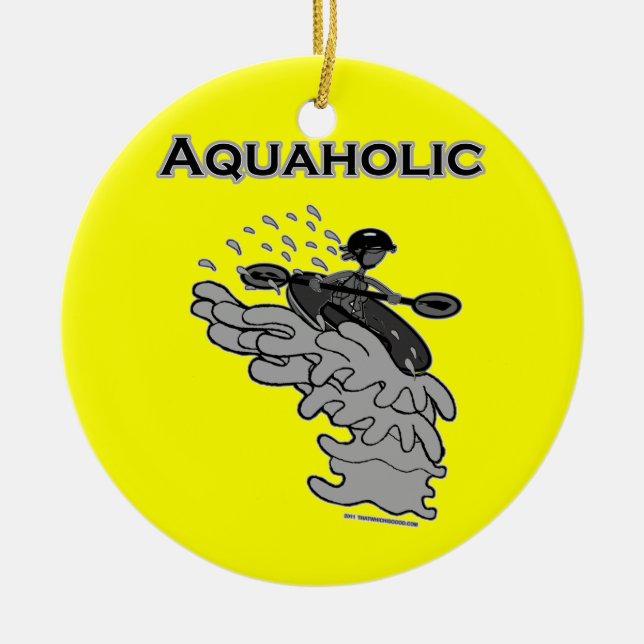 Whitewater Aquaholic Silhouette Shirts & Things Ceramic Tree Decoration (Front)