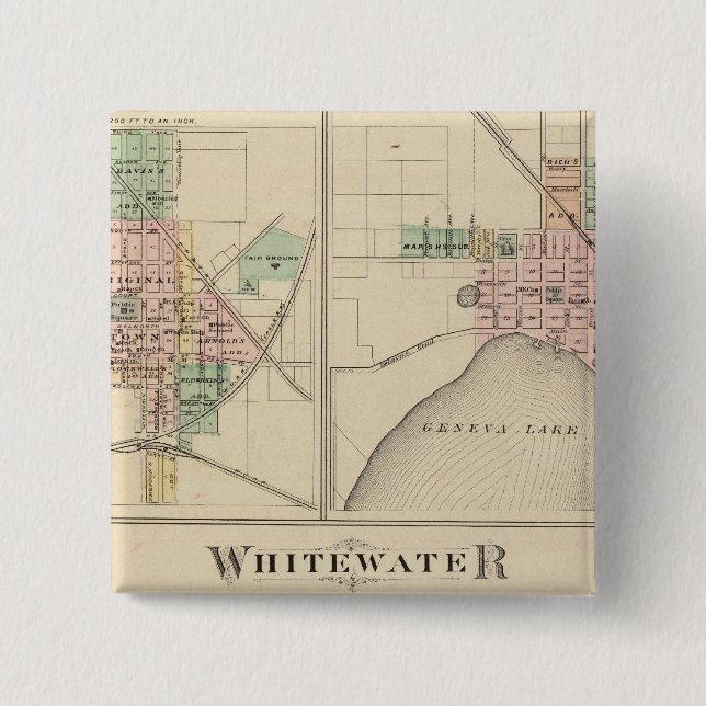 Whitewater, Elkhorn and Geneva 15 Cm Square Badge (Front)