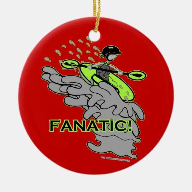 Whitewater Fanatic! Ceramic Tree Decoration (Front)