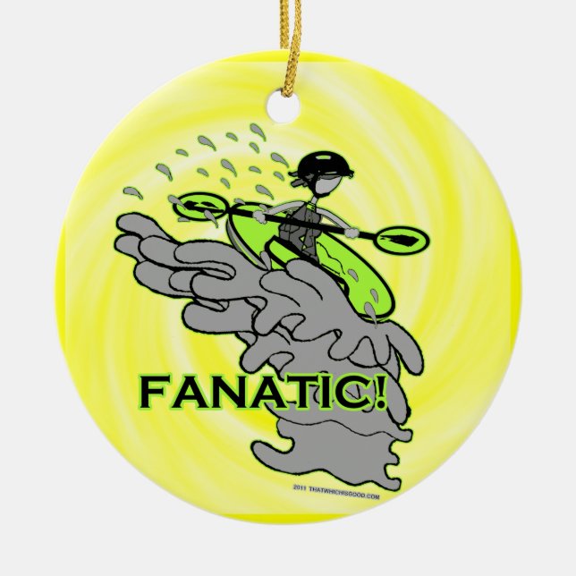 Whitewater Fanatic! Ceramic Tree Decoration (Front)