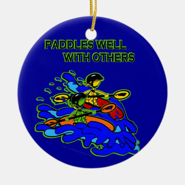 Whitewater Paddles Well With Others Ceramic Tree Decoration (Front)