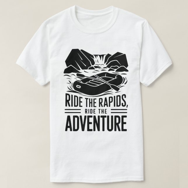 Whitewater Rafting Adventure Silhouette Design T-Shirt (Design Front)