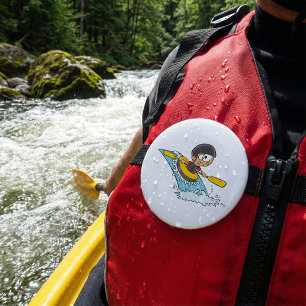 Whitewater Rafting Adventure with Scared Boy 7.5 Cm Round Badge
