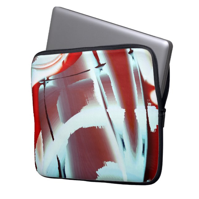 Whitish to red cropped digital paint magnification laptop sleeve (Front Left)