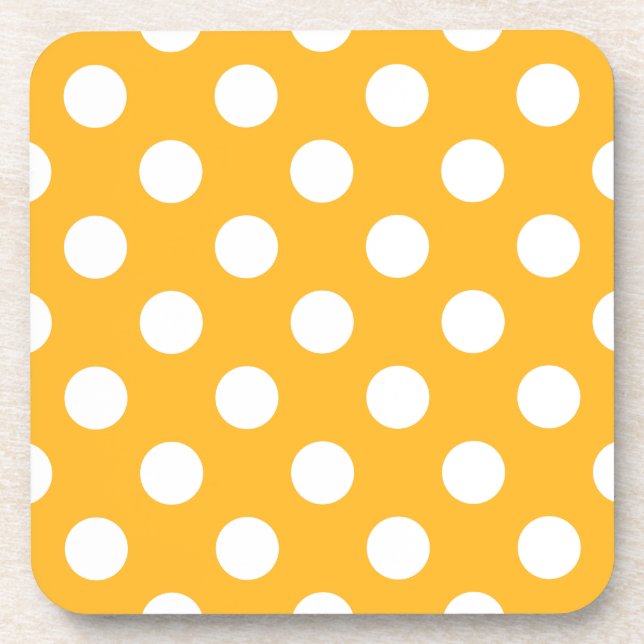 Whitle polka dots on yellow coaster (Front)