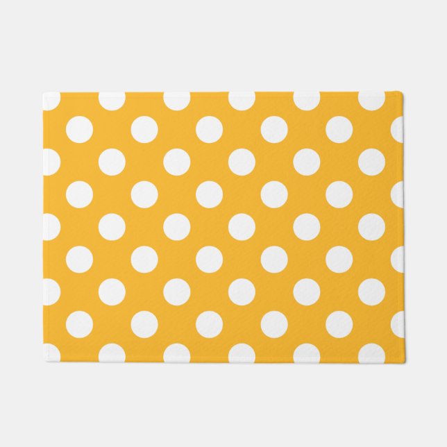 Whitle polka dots on yellow doormat (Front)