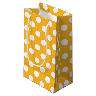 Whitle polka dots on yellow small gift bag