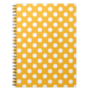Whitle polka dots on yellow spiral notebook