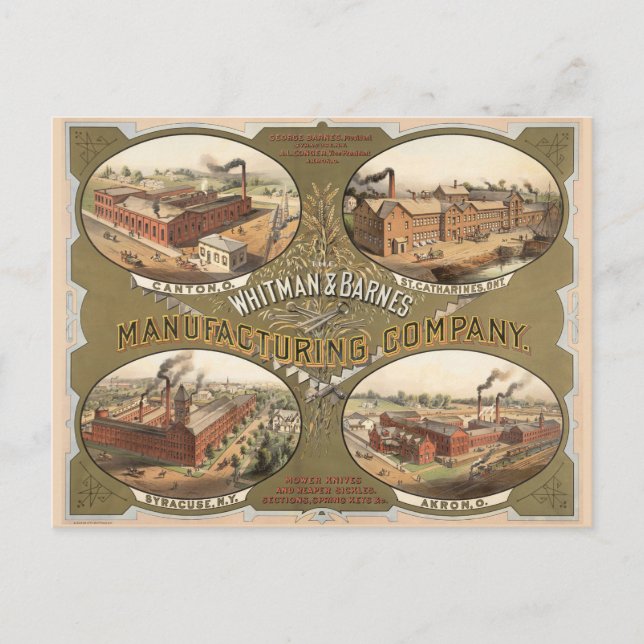 Whitman & Barnes Manufacturing Company. Postcard (Front)