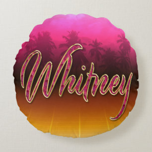 Whitney First Name Golden pink cushion