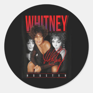 Whitney Houston Retro Photo Collage Classic Round Sticker